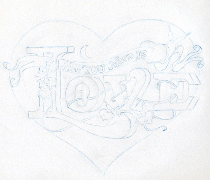 love heart drawings. Your drawing with blue pencil