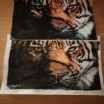 Tiger with reference photo at top