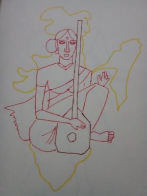 Bharat Mata - Artwork by Sumant Kumar - Art - Spenowr-saigonsouth.com.vn