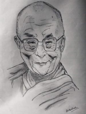 Burning Meditating Monk Sketch Vector Illustration by AlexanderPokusay