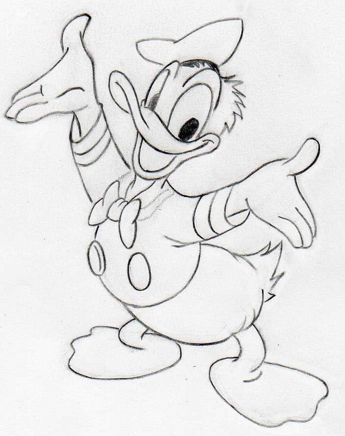 I show you how to draw Donald Duck. 