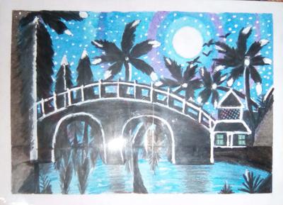 How to draw Beautiful Moonlight Scenery with Oil Pastel for beginners  Oil  pastel art Pastel art Oil pastel drawings