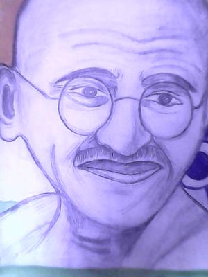 Vector drawing of portrait of Mahatma Gandhi | Free SVG
