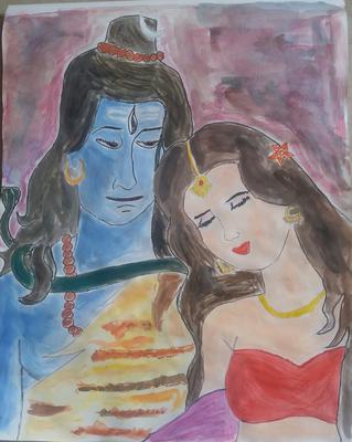 Shiv ji and Parvati maa drawing | Cute paintings, Shiv parvati painting on  canvas, Easy doodle art