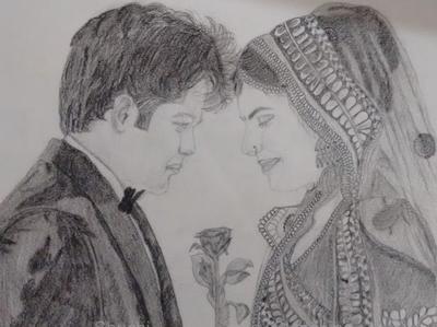 Drawing Indian Wedding Sketches Bride And Groom - getallpicture