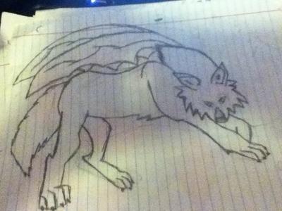 easy wolf drawing with wings